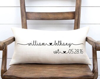 Wedding Gift, Wedding Gifts, Personalized Pillow, Newlywed Gift, Engagement Gift, Rustic Wedding Gift, Burlap Pillow, Gift for bride