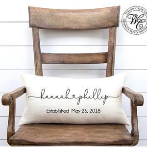 Personalized Wedding Pillow: Names & Date Cushion