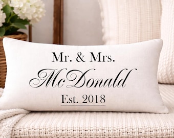 Personalized Wedding Pillow – Custom Couple Names & Date Gift