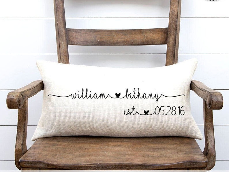 Wedding Gift, Wedding Gifts, Personalized Pillow, Newlywed Gift, Engagement Gift, Rustic Wedding Gift, Linen Pillow, Gift for bride image 1