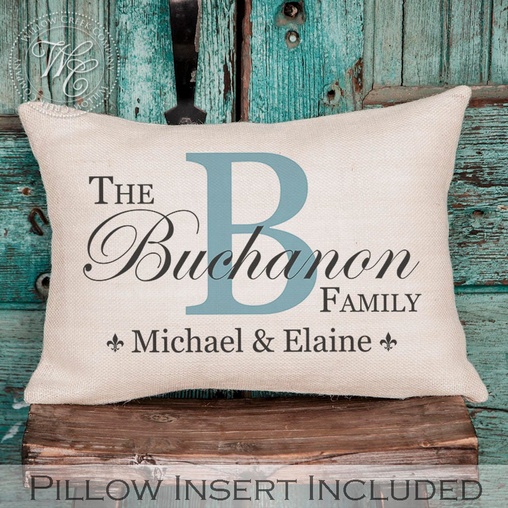 Wedding gift monogram pillow burlap pillow personalized Etsy