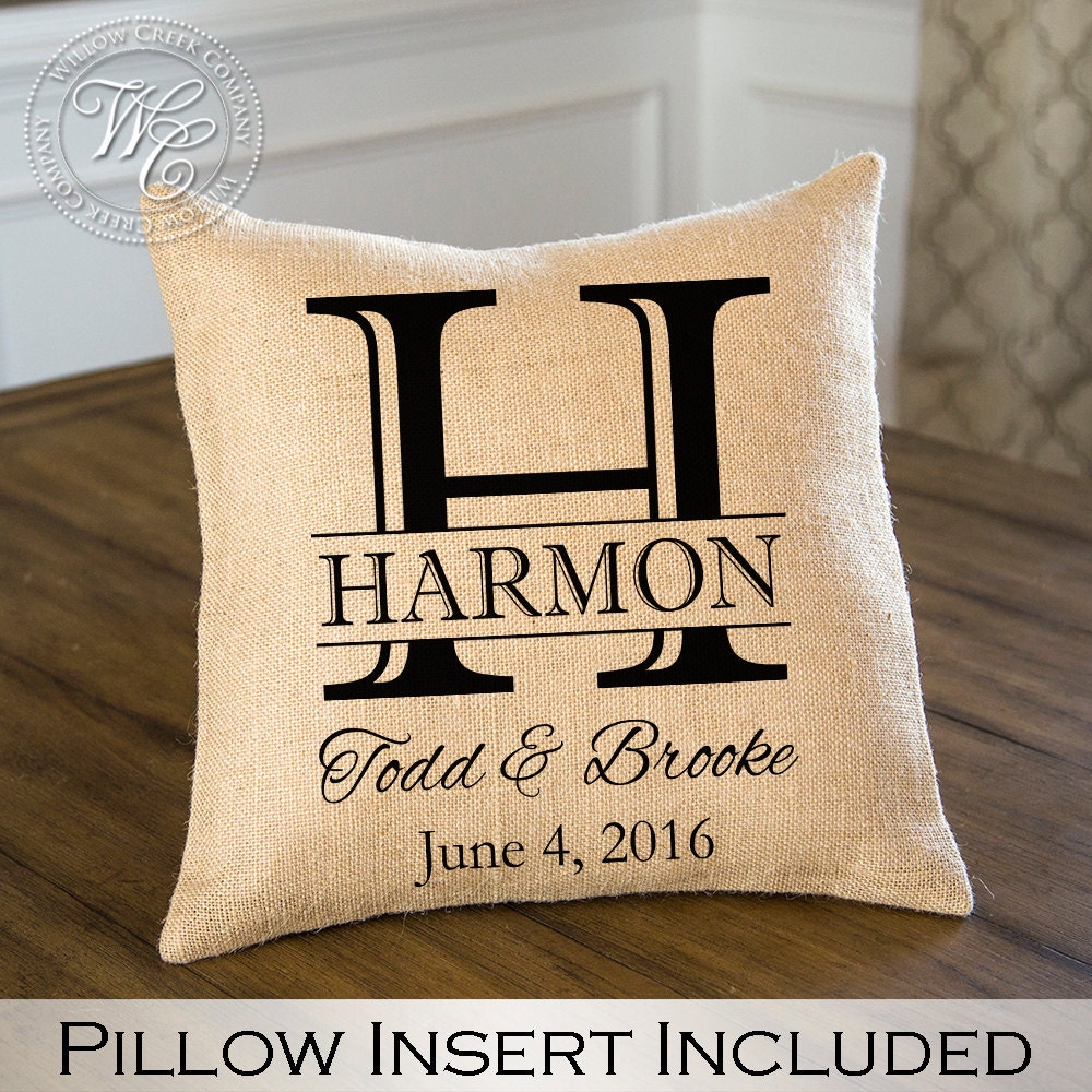 Home Decor Personalized Pillow Burlap Pillow Engagement Etsy