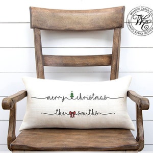 Coussin de Noël personnalisé | Cadeau et décoration de Noël personnalisés | Coussin décoratif douillet de style campagnard | Un souvenir unique pour la maison et la famille