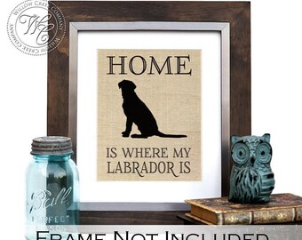 Labrador Dog Silhouette Print: Burlap Art, Dog Lover Gift
