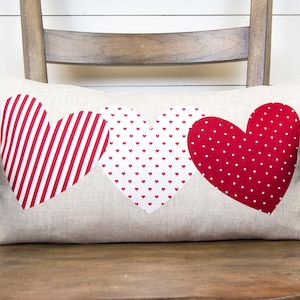 Valentine&#39;s Day Throw Pillow: Linen Heart Pillow, Rustic Wedding Decor