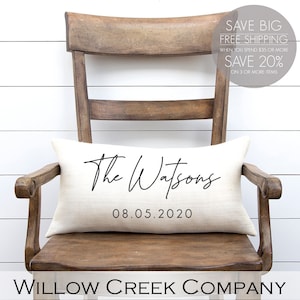 Personalized Linen Pillow: Housewarming, Wedding, or Engagement Gift