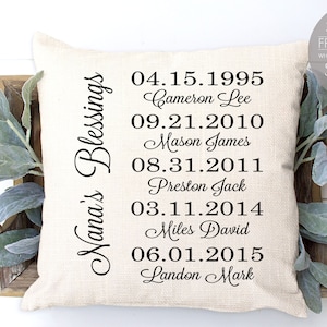 Personalized Grandchildren Names Pillow: Grandma&#39;s Blessings Gift