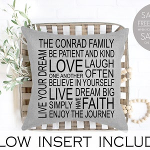 Family name, family rules, quote for family, bible quote, bible verse, personalized pillow, anniversary gift, gift for wife, wedding gift