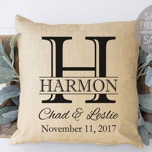 Home Decor, Personalized Pillow, Linen Pillow, Engagement Gift, Personalized Gift, Monogram Pillow, Christmas Gifts, French country decor