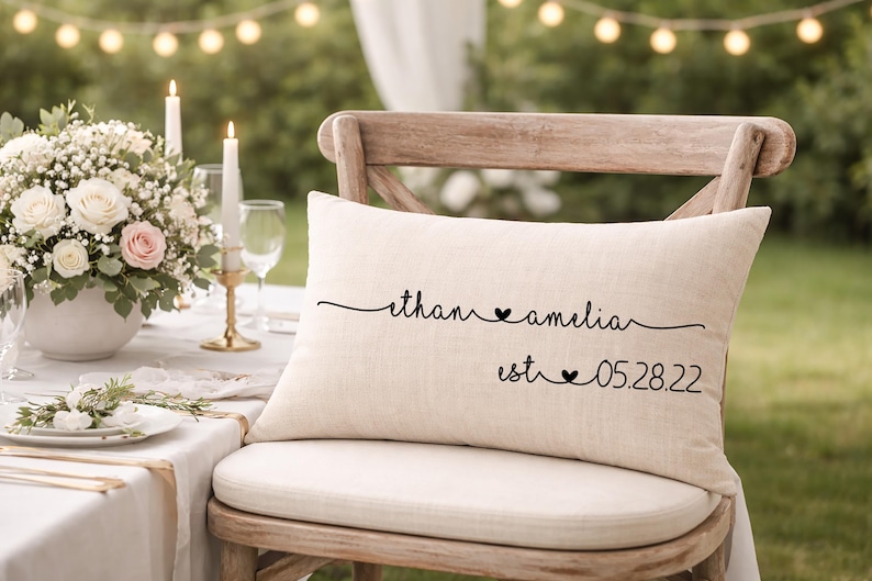 Wedding Gifts, Newlywed Gift, Engagement Gift, Personalized Pillow with Names and Established Date, Custom Pillow, Gift for Couple, Bride image 6