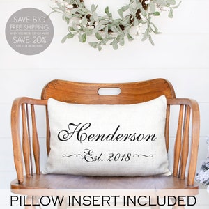 Personalized Linen Wedding Pillow: Newlywed Gift, Established Date