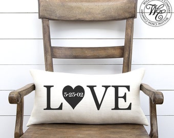 Established Date, Wedding Gift, farmhouse decor, Wedding Date, Love Pillow, Wedding Pillow, Throw Pillow, throw cushion, wedding date pillow