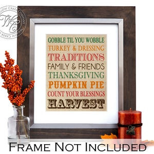 Thanksgiving Burlap Print: Gobble Til Wobble, Rustic Fall Decor
