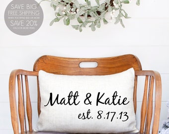 personalized wedding gift Personalized Pillow Linen Pillow Engagement Gift Personalized Gift Monogram Pillow modern farmhouse rustic pillow