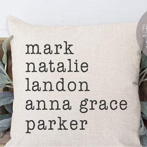 Grandkid Names Pillow: Personalized Linen Grandma Gift