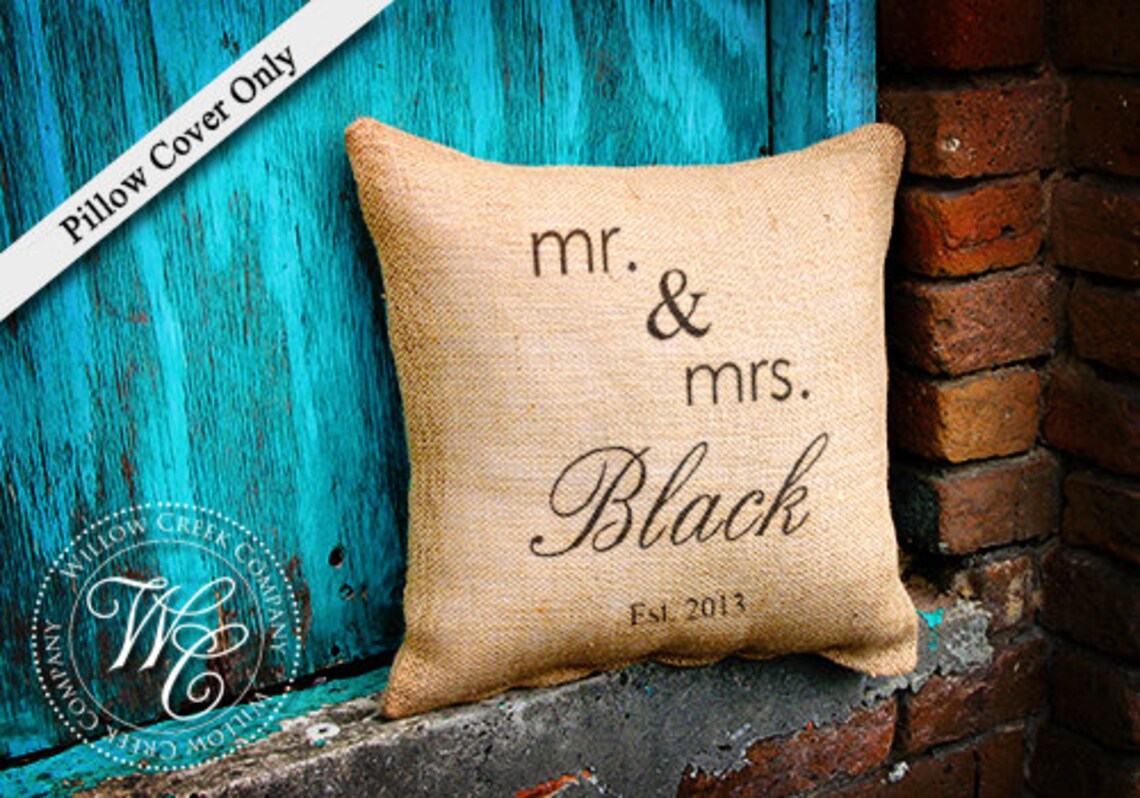 BURLAP PILLOW Cover Personalized Wedding Gift PILLOW with Etsy