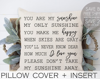 You are my sunshine pillow, Nursery Decor, Baby Shower gift, Gift for baby, Pillow for nursery, boho nursery,  my only sunshine, pillow