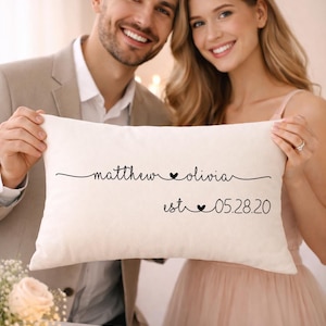 Wedding Gifts, Newlywed Gift, Engagement Gift, Personalized Pillow with Names and Established Date, Custom Pillow, Gift for Couple, Bride image 4