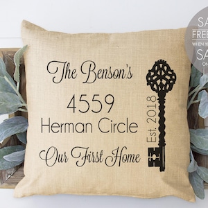 Home Address Pillow: Personalized Realtor Closing Gift