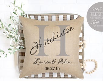 wedding gift, monogram pillow, Linen pillow, personalized pillow, modern farmhouse, monogrammed pillow, wedding gift, custom pillow cover