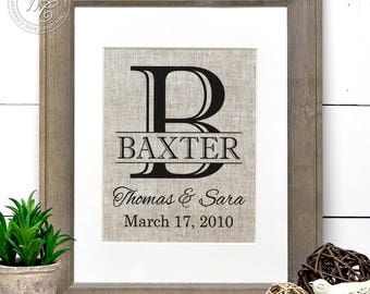 Wedding Gift, Linen, Personalized Wedding Gift, Gift for Bride, wedding gift parents, monogrammed gift, last name est gift,