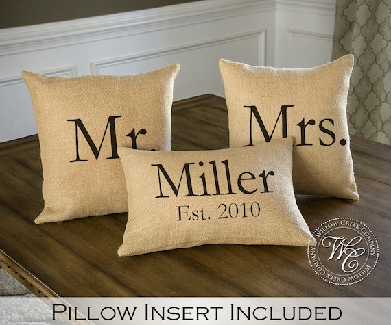 Mr And Mrs Pillow Sets 3 Wedding Pillows Set Custom Etsy