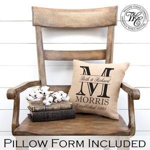 Personalized Linen Wedding Pillow: Monogrammed Bridal Shower Gift