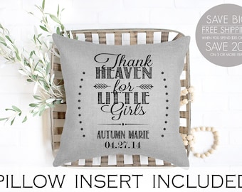 Personalized Linen Pillow: Thank Heaven for Little Girls/Boys, Baptism Gift