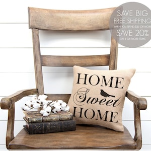 Home Sweet Home Linen Pillow Cover: French Country Decor