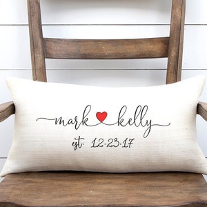 anniversary gift for wife, anniversary pillow, wedding gift, Newlywed Gift, Engagement Gift, Rustic Wedding Gift, Personalized gift