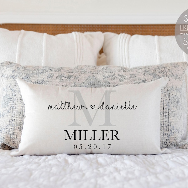 Wedding Gift for Couple – Custom Heart Connecting Names, Throw Pillow Keepsake