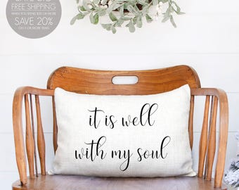It is Well With My Soul Linen Pillow Cover: Bird Silhouette