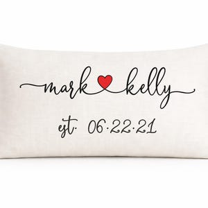 Personalized Wedding Pillow Gift – Custom Couples Names Heart Pillow, Monogrammed Newlywed Keepsake Home Decor Gift for Couple