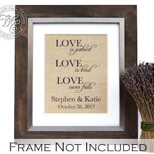 Personalized Burlap Wedding Print: Corinthians Christian Quote
