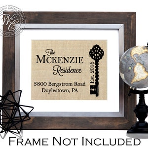 Personalized Burlap Address Print: Vintage Key, Realtor Closing Gift