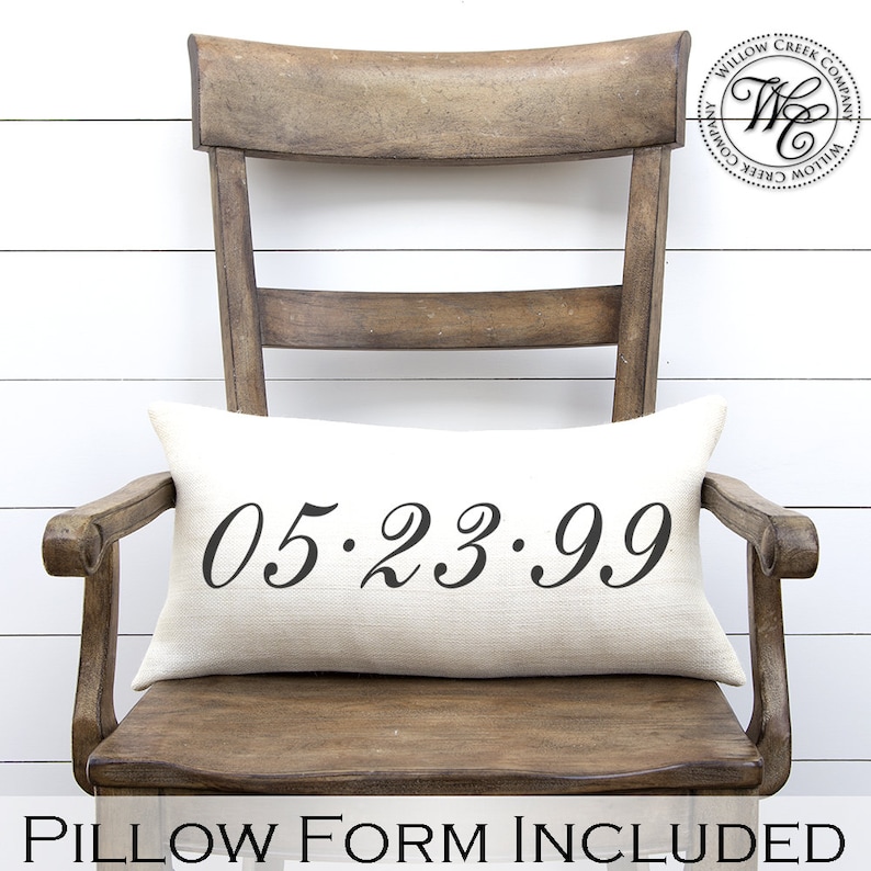Wedding date pillow personalized pillow wedding gift burlap Etsy
