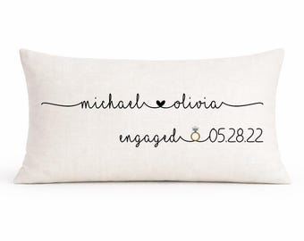 Personalized Engagement Pillow, Gift for newly engaged couple