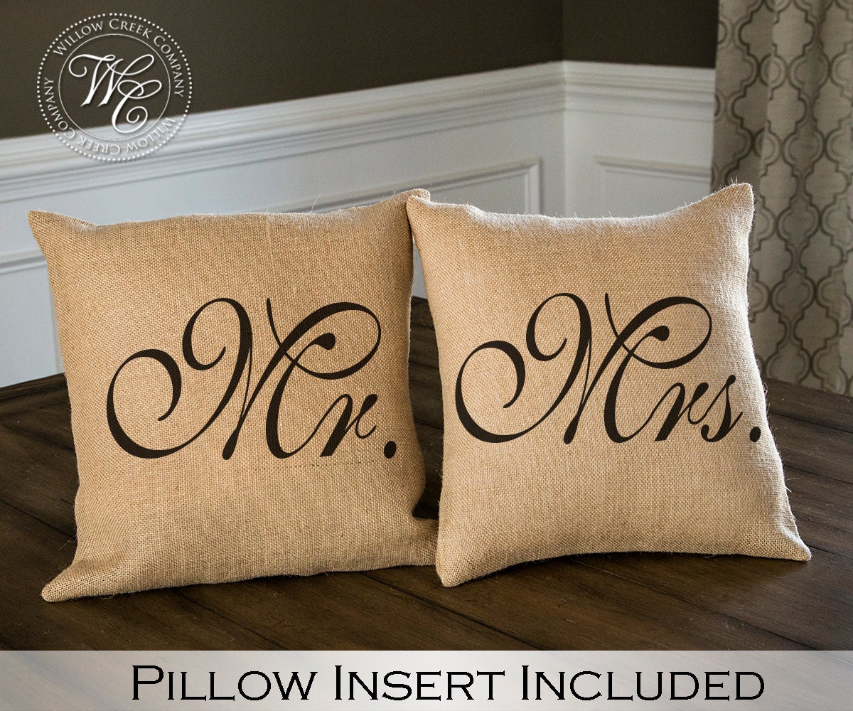 Mr and Mrs Pillows burlap pillow set Wedding Gift Mr. and Etsy