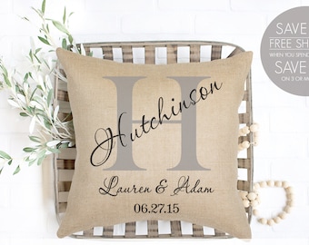 wedding gift, monogram pillow, Linen pillow, personalized pillow, modern farmhouse, monogrammed pillow, wedding gift, custom pillow cover