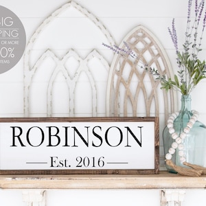 Family name sign, anniversary gift, family sign, family wall art, farmhouse signs, gift for her, gift for wife, wooden sign