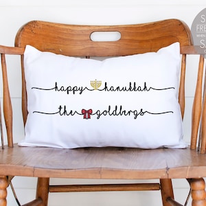 Personalized Hanukkah Pillow: Burlap Christmas Decor