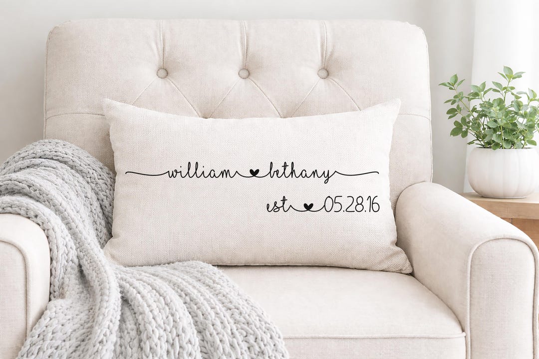 Wedding Gifts, Newlywed Gift, Engagement Gift, Personalized Pillow with Names and Established Date, Custom Pillow, Gift for Couple, Bride