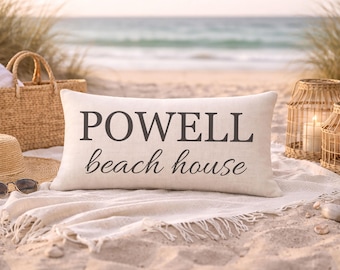 Personalized Beach House Pillow: Rustic Coastal Decor