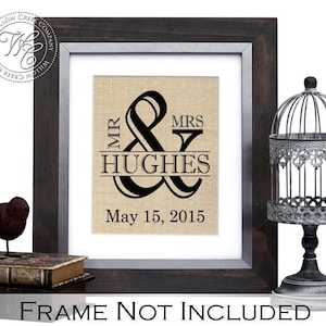 Personalized Ampersand Burlap Print: Wedding Date Gift