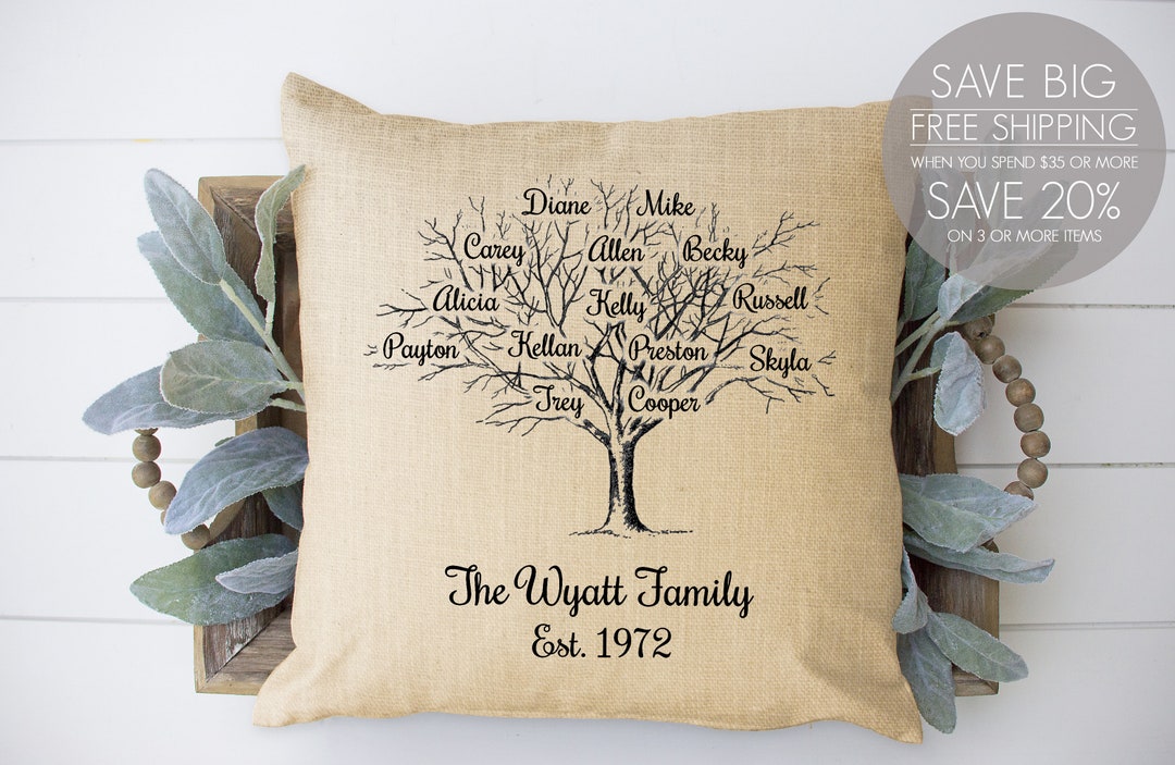 Family Tree, Family Tree Pillow, Gift for Mom, Mother of the Bride