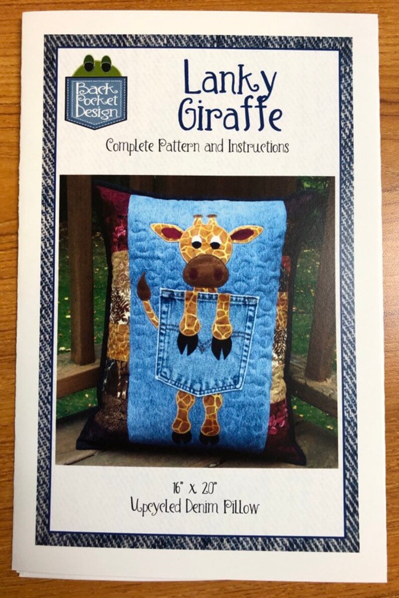 Digital PDF Pattern for Lanky Giraffe Quilted Applique Pocket Pillow
