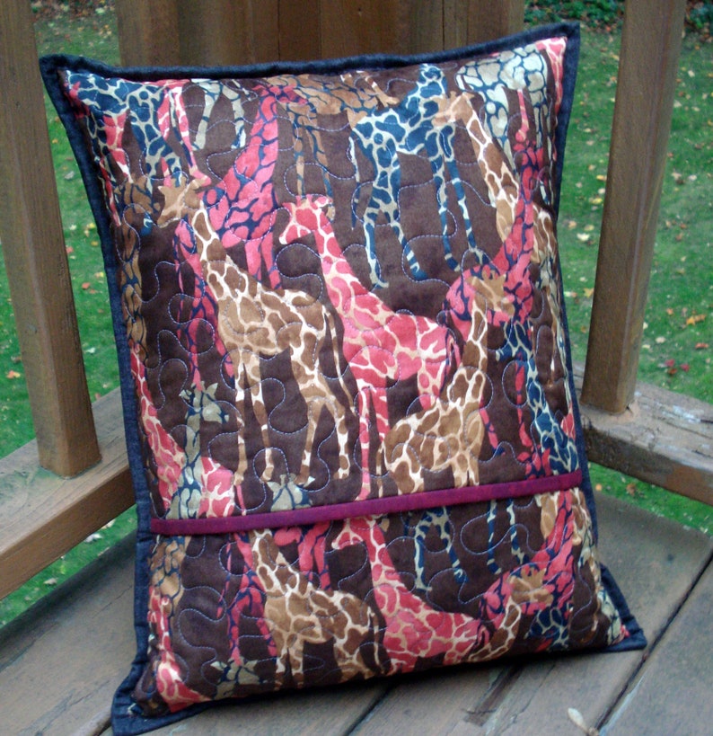 Digital PDF Pattern for Lanky Giraffe Quilted Applique Pocket Pillow
