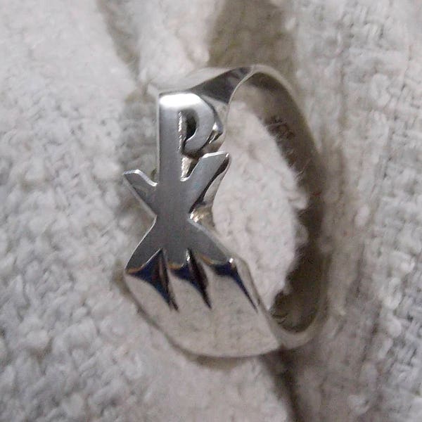 Hand gemacht Chi-Rho (KEE-Roe) Design große Sterlingsilber Ring jeder Größe