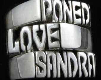 Model 3202 Personalized Hand made Jewelery Carved Ring With Name Or Initials ( Traditional Mexican Art)