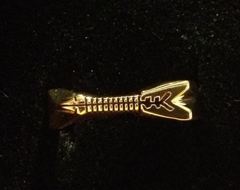 Electric Guitar Design on a Solid Brass Ring , Hand Carved ( Musical Instrument )